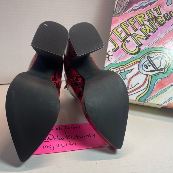 BNIB Jeffrey Campbell Dormant Black/Red Snakeskin print platforms 5.5M - Picture 5 of 13